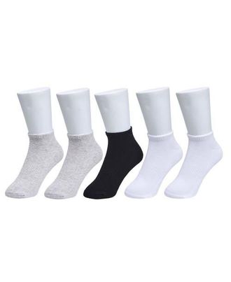 French Connection Organic Cotton Half Cushion Low Cut Sock 5-Pack in Grey White Black at Nordstrom
