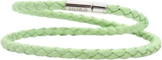 HUGO BOSS Double Braided Cuff - unisex - Armbanden - Groen - ONE Size - Leer - Accessoires