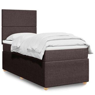 vidaXL Cama Box Spring Con Colch&oacute;n Tela Marr&oacute;n Oscuro 90x200 Cm Vidaxl