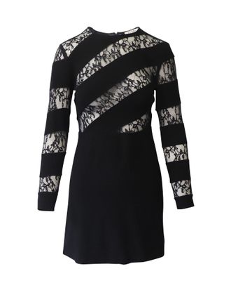 Sandro Lace Cutout Dress in Black Polyester