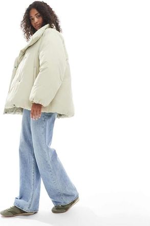 Asos Piumino color salvia con collo a imbuto-Verde