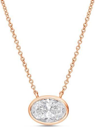 Diana M. Jewels 14kt rose gold lab grown east west oval bezel pendant weighing 1.00 ct