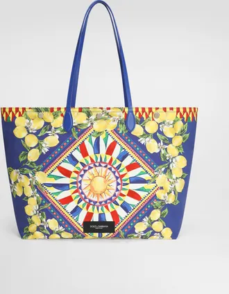 Dolce & Gabbana Essenza Shopping Bag In Printed Poplin - Man Shoppers Multicolor Onesize