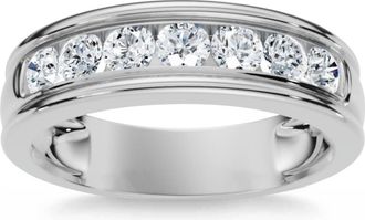 Pompeii3 5/8Ct Mens Diamond Channel Set Brushed Wedding Ring 14k Gold Lab Grown