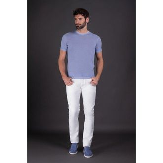 Moorer MenS Light Blue Short Sleeve Sweater, Size 62