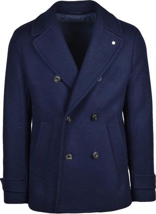 L.B.M. 1911 Blue Unlined Double-Breasted Wool-Blend Peacoat
