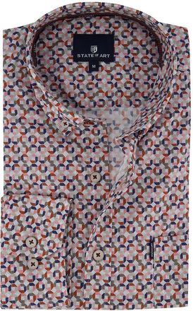 State of Art Roze blauw geprint overhemd State of Art wijde fit