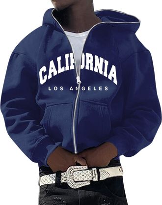 Generic California Hoodie Men - Trendy Printed Full Zip Up Hoodie Sweatshirt Gym Hoodies With Pockets Plain Long Sleeve Top Oversized Hoodie Sportswear Casual