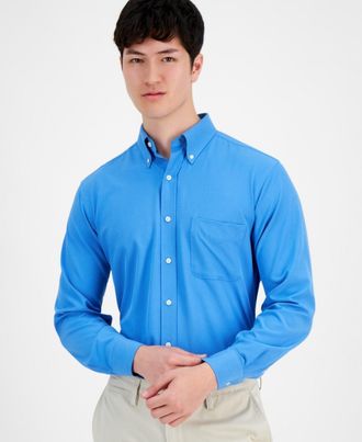 Club Room Dress Shirt MensBlue Regular-Fit Traveler Business Oxford FTS327