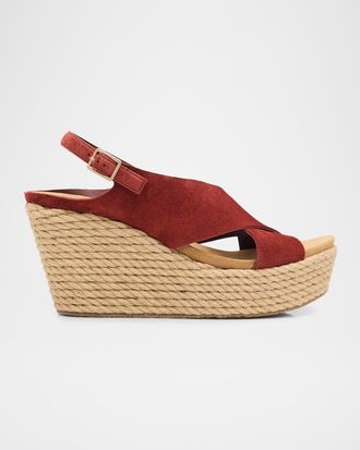 Pedro Garcia 85mm Donvina Suede Crisscross Wedge Espadrilles