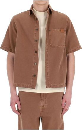 Haikure Short Sleeve Overshirt - Heren - Korte mouwen Overhemden - Bruin - S - Katoen - Overhemden