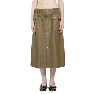 Maison Margiela Coated Cotton Midi Skirt