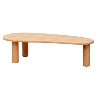Naan Furniture Mesa de centro ovalada en pino macizo natural 130 cm sin barnizar