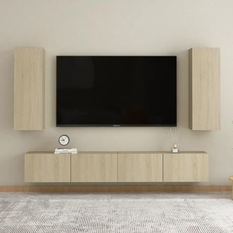 Berkfield Home 4 Piece TV Cabinet Set Sonoma Oak Engineered Wood in Brown