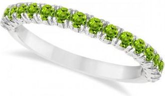 Allurez Half-Eternity Pave-Set Peridot Stacking Ring 14k White Gold (0.95ct)