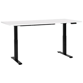 Beliani Beliani - Escritorio De Altura Regulable El&eacute;ctrico Oficina Moderna Patas Cuadradas 180 X 80 Cm Tablero Blanco Soporte De Acero Negro Destines