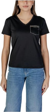 Liu Jo Tops, Dames, Zwart, L, Katoen, Korte mouw katoenen T-shirt collectie