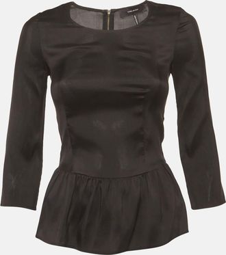 Isabel Marant Black Taffeta Pleated Blouse