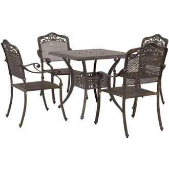 vidaXL Vidaxl Set De Bistro De Jard&iacute;n 5 Piezas De Aluminio Fundido Bronce