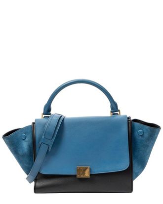 Celine Celine Blue & Black Calfskin Leather Small Bicolor Trapeze (Authentic Pre- Loved)