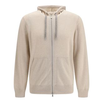 Brunello Cucinelli Felpa con zip in cashmere - - Sweatshirts & Hoodies - Uomo - Beige - S