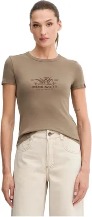 Miss Sixty Tops, Dames, Bruin, M, Katoen, T-shirt met printdetail