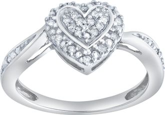 LuvMyJewelry Caressa 0.15 Ct Natural Diamond Heart 10K Gold Ring