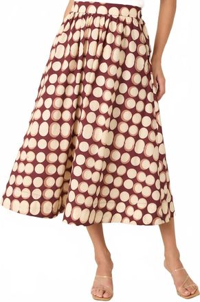 THML Clothing Geometric Midi Skirt In Brown