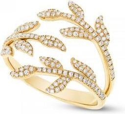 Allurez 0.44ct 14k Yellow Gold Diamond Leaf Ring