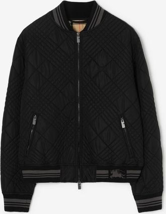 Burberry Micro Check-stitch Nylon Blend Bomber Jacket
