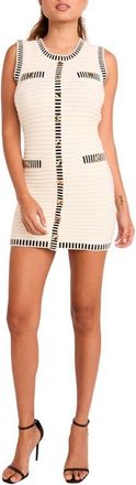 endless rose Border Stripe Cotton Blend Mini Sweater Dress in Cream/Black at Nordstrom, Size X-Small
