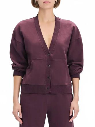Favorite Daughter Cutesy Crop Cardigan In Burgundy Dahlia