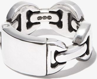 Hoorsenbuhs Sterling Silver Brute Classic Tri-Link Monogram Ring - Mens - Silver
