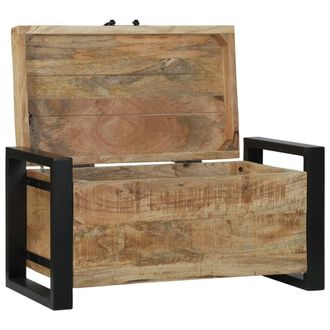 Berkfield Home Storage Chests 60x30x30cm Solid Mango Wood & Metal in Brown | Size: 60 x 30 x 30 cm