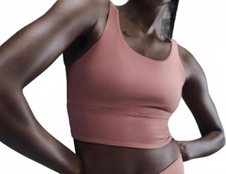 Nike Womens Zenvy Rib Light-Support Yoga Sports Bra In Rose/blush 60