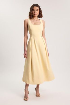 Karen Millen Full Skirt Midi Dress in Yellow at Nordstrom, Size 10