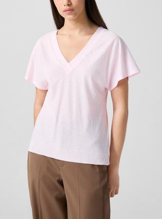 BOSS Womens Ecleiva touch of linen jersey T-shirt