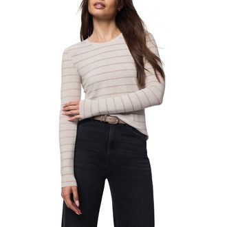Splendid Stripe Long Sleeve Tee in Pale Oak/Cedar Brown at Nordstrom Rack, Size Large