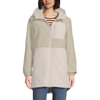 Lands End High Pile Quilted Mixed Media Parka in Egret White at Nordstrom, Size X-Small P