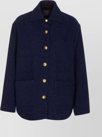 Pinko shiny metallic textured jacket with gold buttons