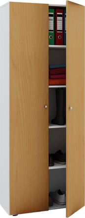 ebuy24 Armario De Oficina Vcm Con 5 Compartimentos Moderno Archivador Con Puertas Giratorias Dimensiones An. 70 X Al. 178 X T. 40 Cm - Vandol (blanco / Haya)