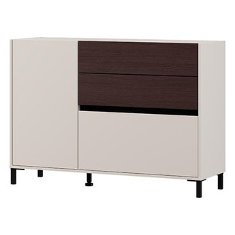 Dmora Aparador Sideme, Alacena 2 Estantes, 3 Cajones, Una Puerta, 125x40x92h Cm Blanco Crema