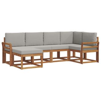 vidaXL Conjunto De Sof&aacute;s De Exterior 6 Pcs Gris Natural Y Claro Vidaxl
