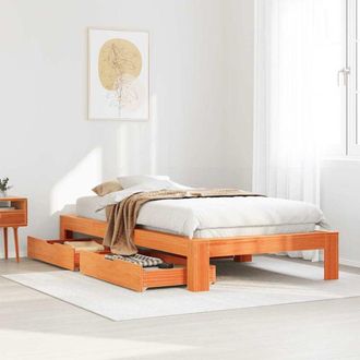 vidaXL Estructura De Cama Sin Colch&oacute;n Madera Maciza Marr&oacute;n 75x190 Cm Vidaxl
