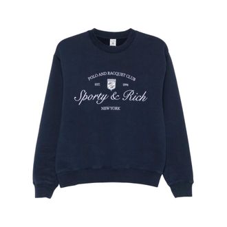 Sporty & Rich Crew Neck Jumper - female - Sporty & Rich - Sweatshirts - Blue - XS - Sweatshirts & Hoodies
