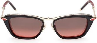 Christian Louboutin 54mm Geometric Sunglasses in Black/red Gold Metal at Nordstrom