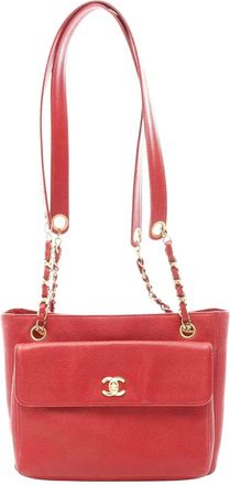Chanel Cocomark Tote Bag Red Leather
