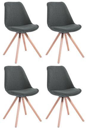 Clp Clp - Set De 4 Sillas De Comedor Toulouse En Tela Gris Oscuro Natural