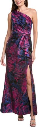 Adrianna Papell One Shoulder Jacquard Gown