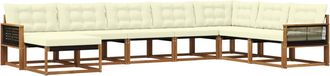 vidaXL Conjunto De Sof&aacute;s De Exterior 8 Uds. Natural Y Crema Vidaxl